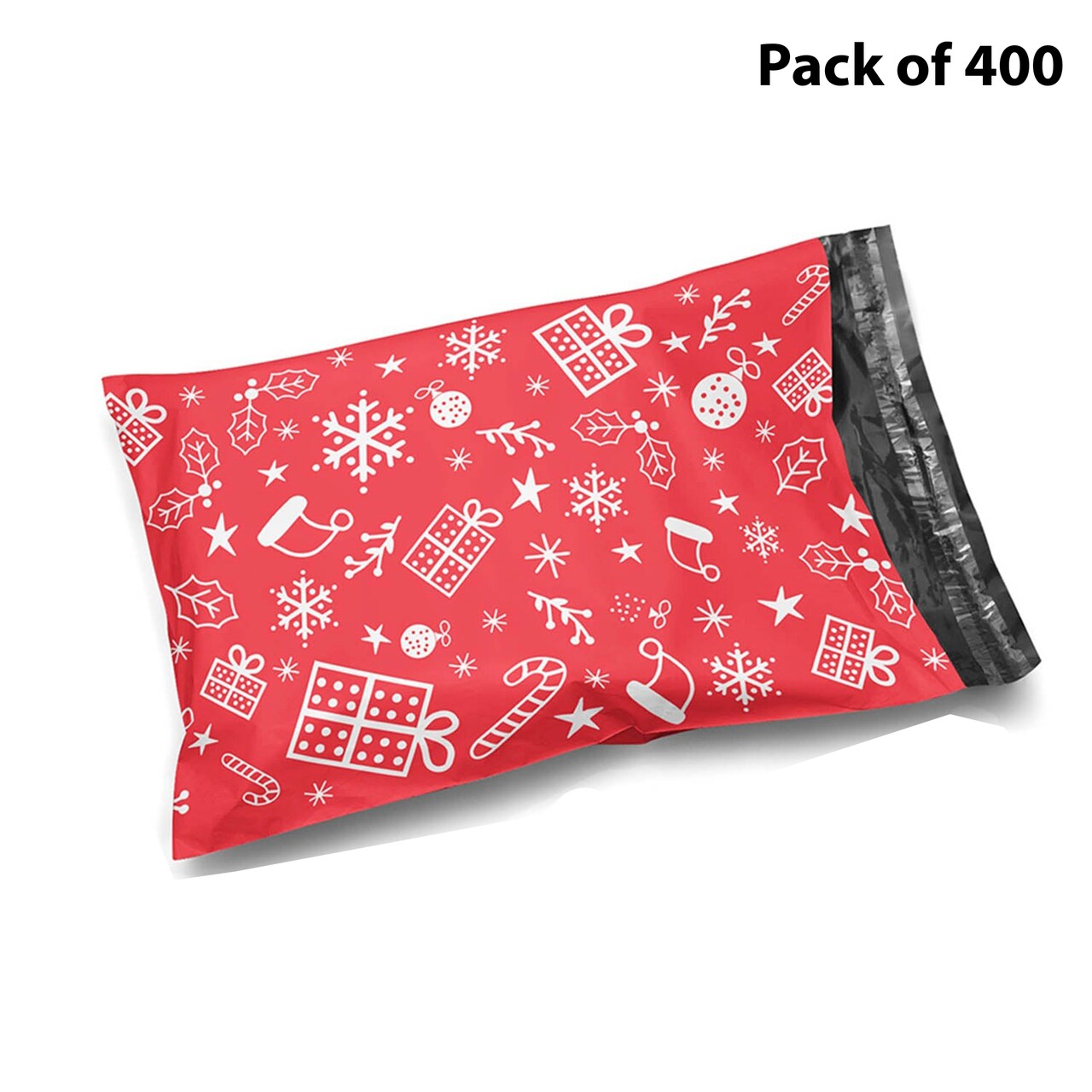 10 x 13 Red Christmas Gift Cluster Ornaments Santa Hat Winter Holiday Poly Mailer Bags Waterproof Shipping Mailing Envelopes 2 Mil – Permanent Adhesive Seal